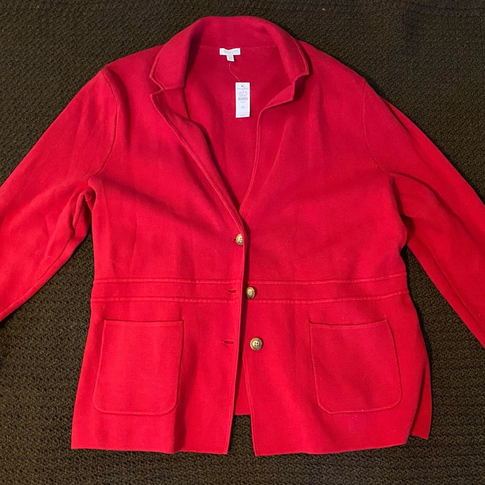 NWT Talbots Vibrant Red Sweater Blazer 2X 20